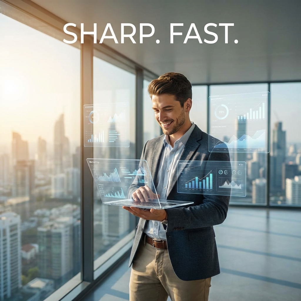 Professional using an analytics dashboard